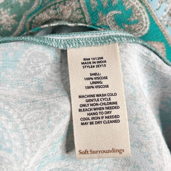 Soft Surroundings Aqua Scroll Design Button Up Dress Adair Dress Size L… - Picture 14 of 14